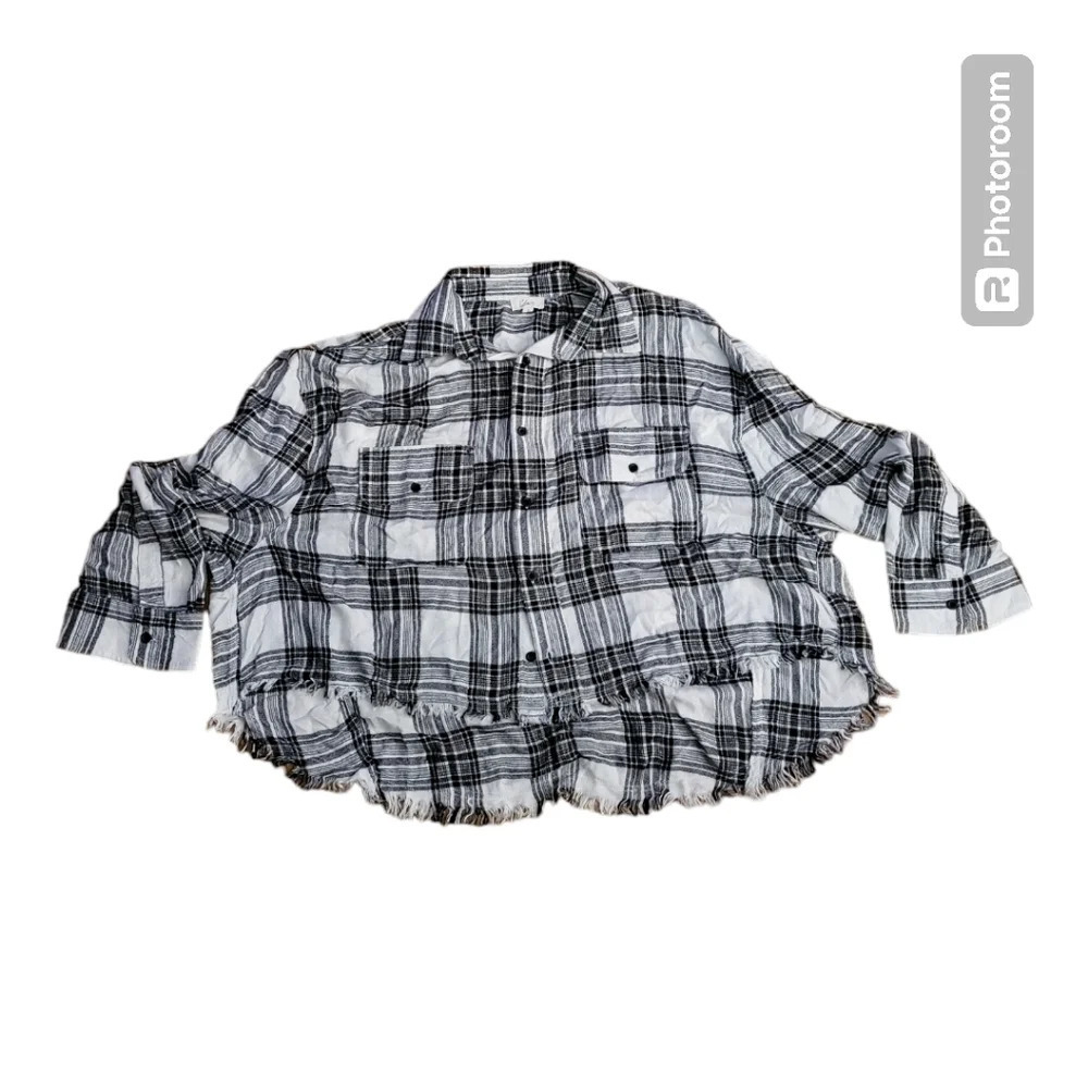 Elan International Plaid Oversized Top Womens Size S